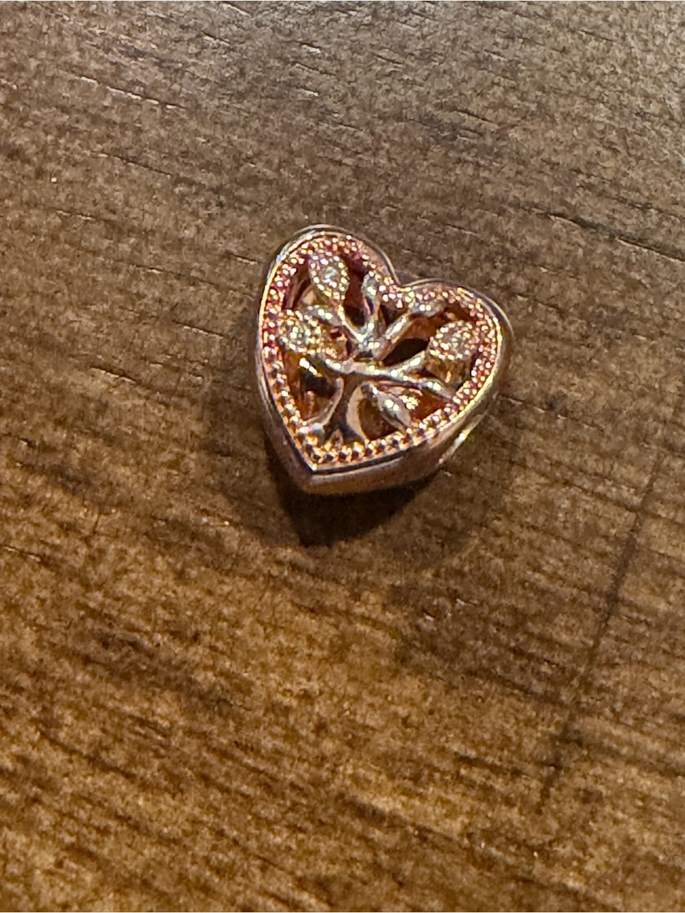 Pandora Jewelry HEART FAMILY Charm Rose Gold Tone Imprint ALE MET Retired NICE!
